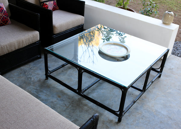 Four Piece Black Cane Patio Set