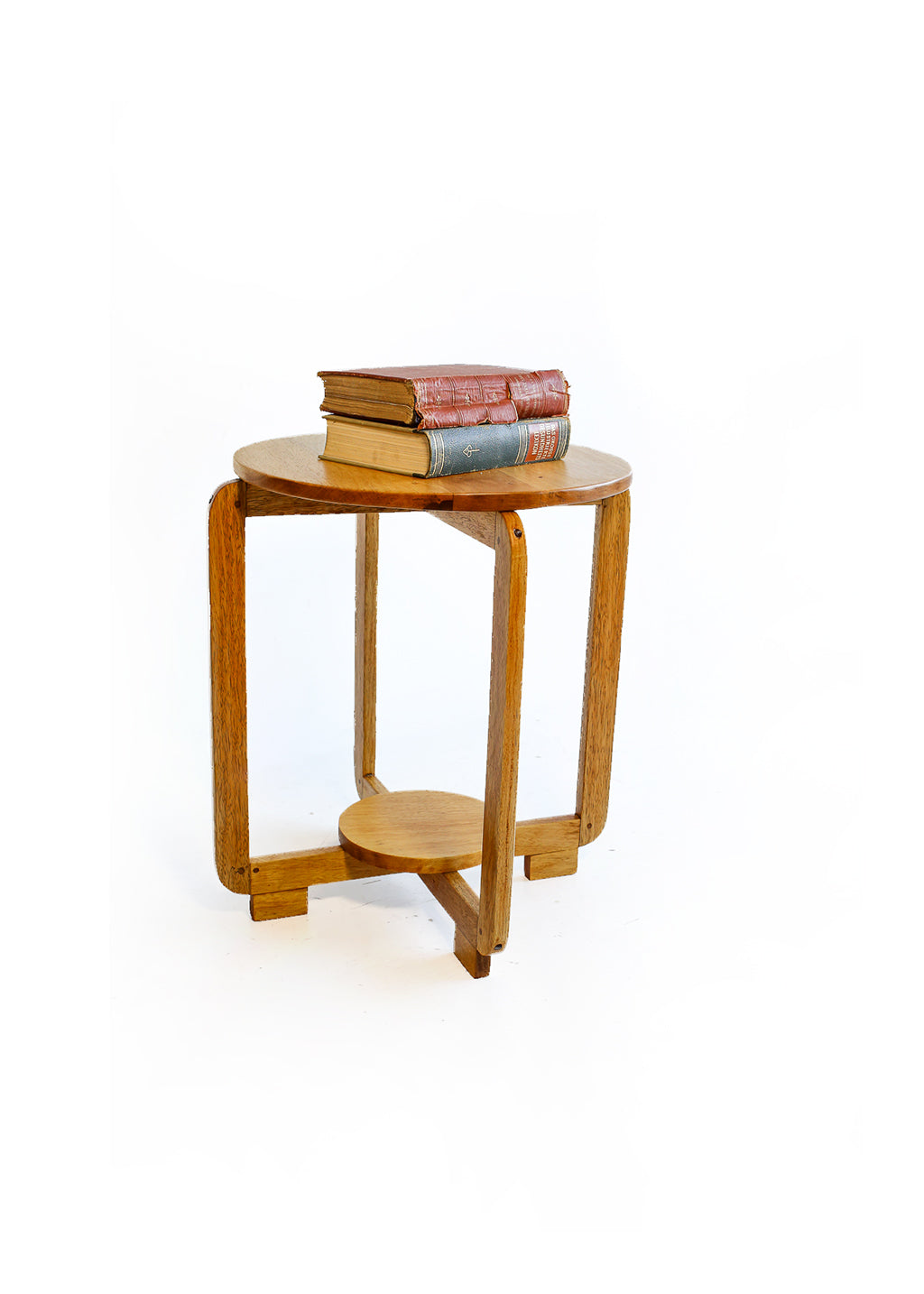 High Vintage Oak Side Table