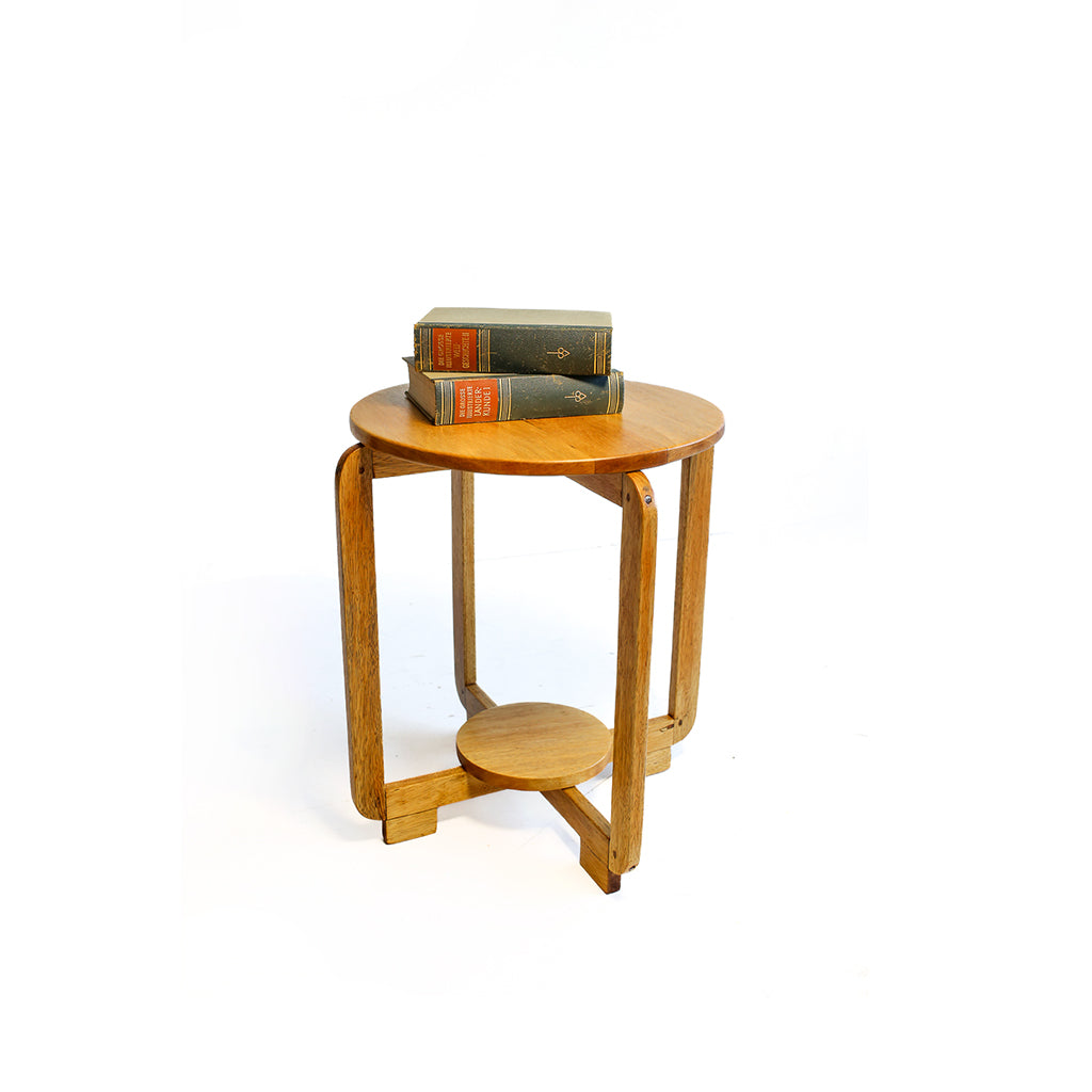 High Vintage Oak Side Table