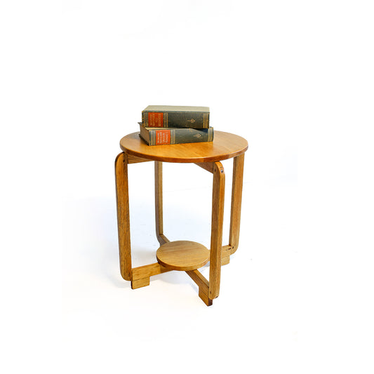 High Vintage Oak Side Table