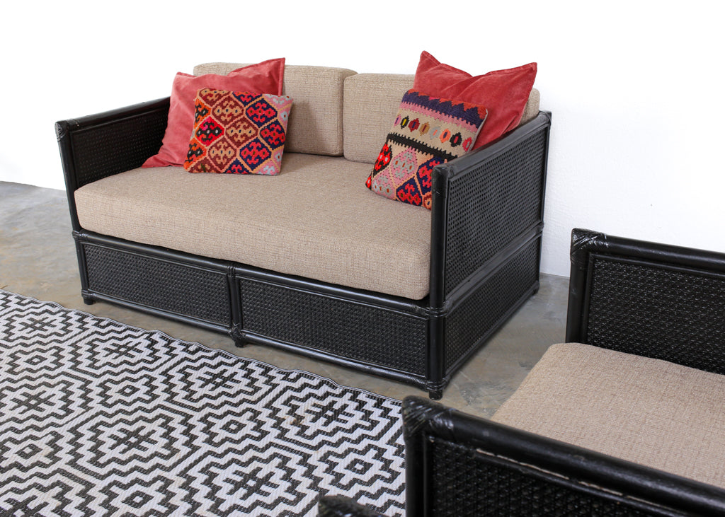 Four Piece Black Cane Patio Set
