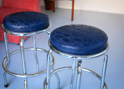 A Pair of Chrome Bar Stools