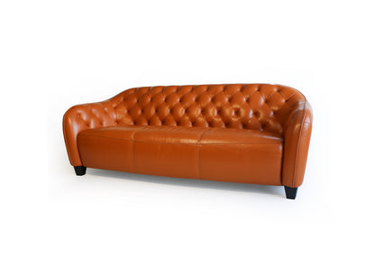 Modern Deep-button Tan Leather Couch