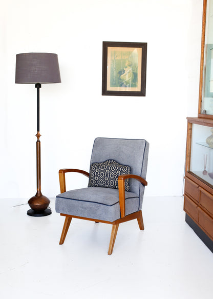Mid-century Brass and Steel Floor Lamp
