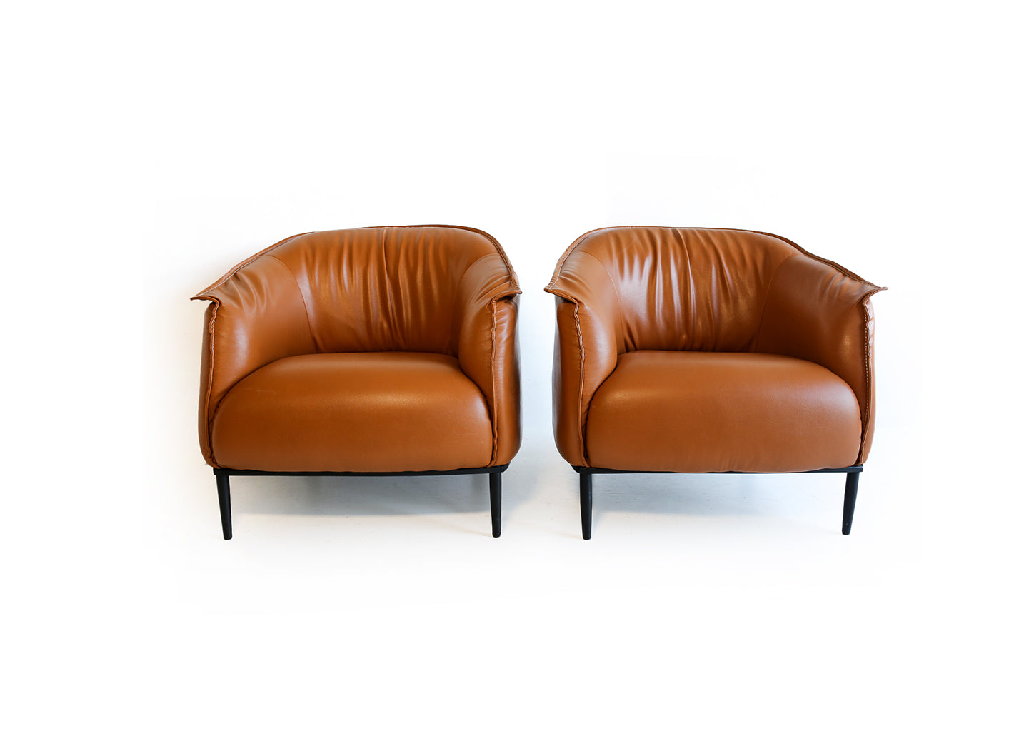 Italian Design Leather Tub Armchairs