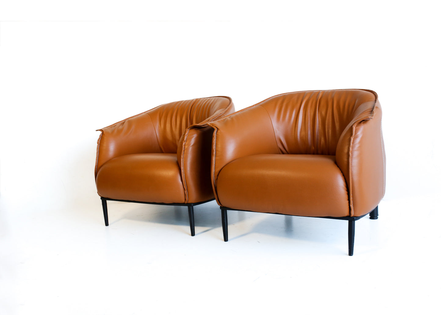 Italian Design Leather Tub Armchairs