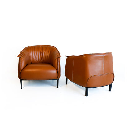 Italian Design Leather Tub Armchairs