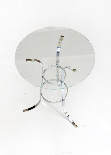 A Pair of 1970s Chrome and Glass Side Tables