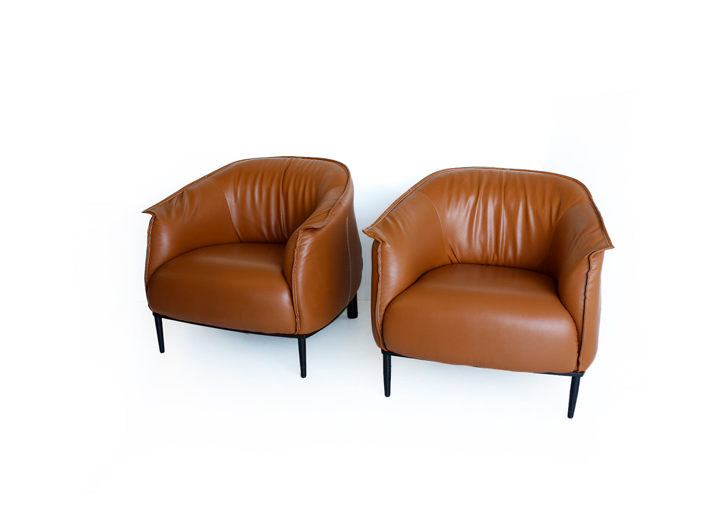 Italian Design Leather Tub Armchairs
