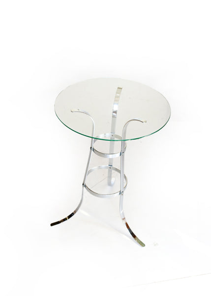 A Pair of 1970s Chrome and Glass Side Tables