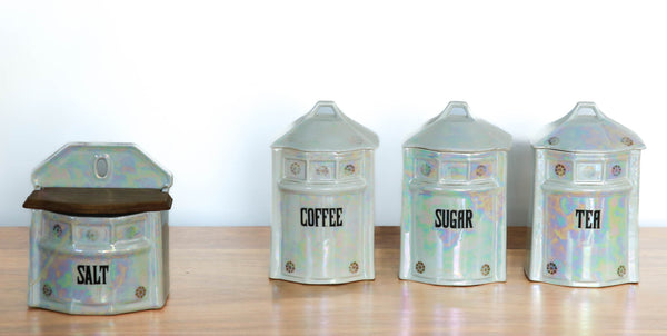 Antique Porcelain Czech Kitchen Canisters