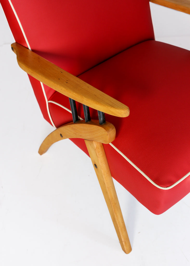 Two Red Mid-century Armchairs