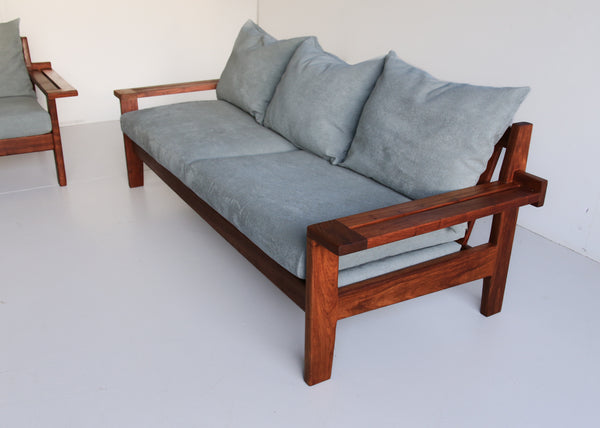 Vintage Kiaat Sofa by John Tabraham for Kallenbach's - Duck Egg Blue