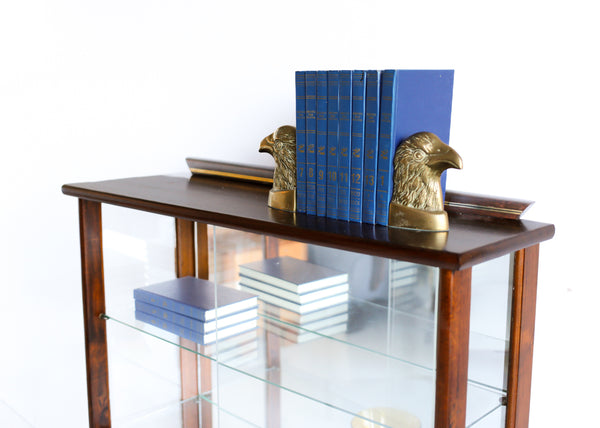 Vintage Solid Brass Eagle Head Figurine Bookends