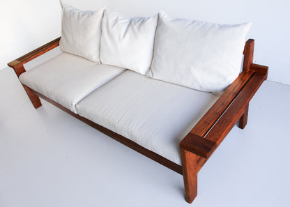 Vintage Kiaat Sofa by John Tabraham for Kallenbach's - Off-White
