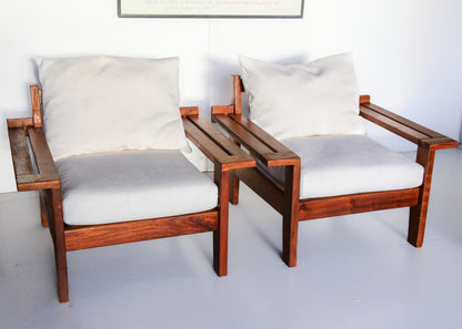 Vintage Kiaat Armchair by John Tabraham for Kallenbach's - Off-White