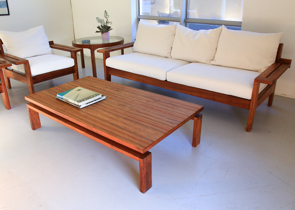 Vintage Kiaat Sofa by John Tabraham for Kallenbach's - Off-White