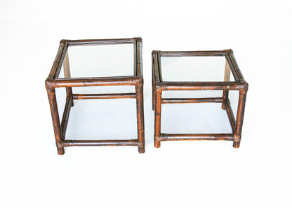 Nest of Two Cane Side Tables