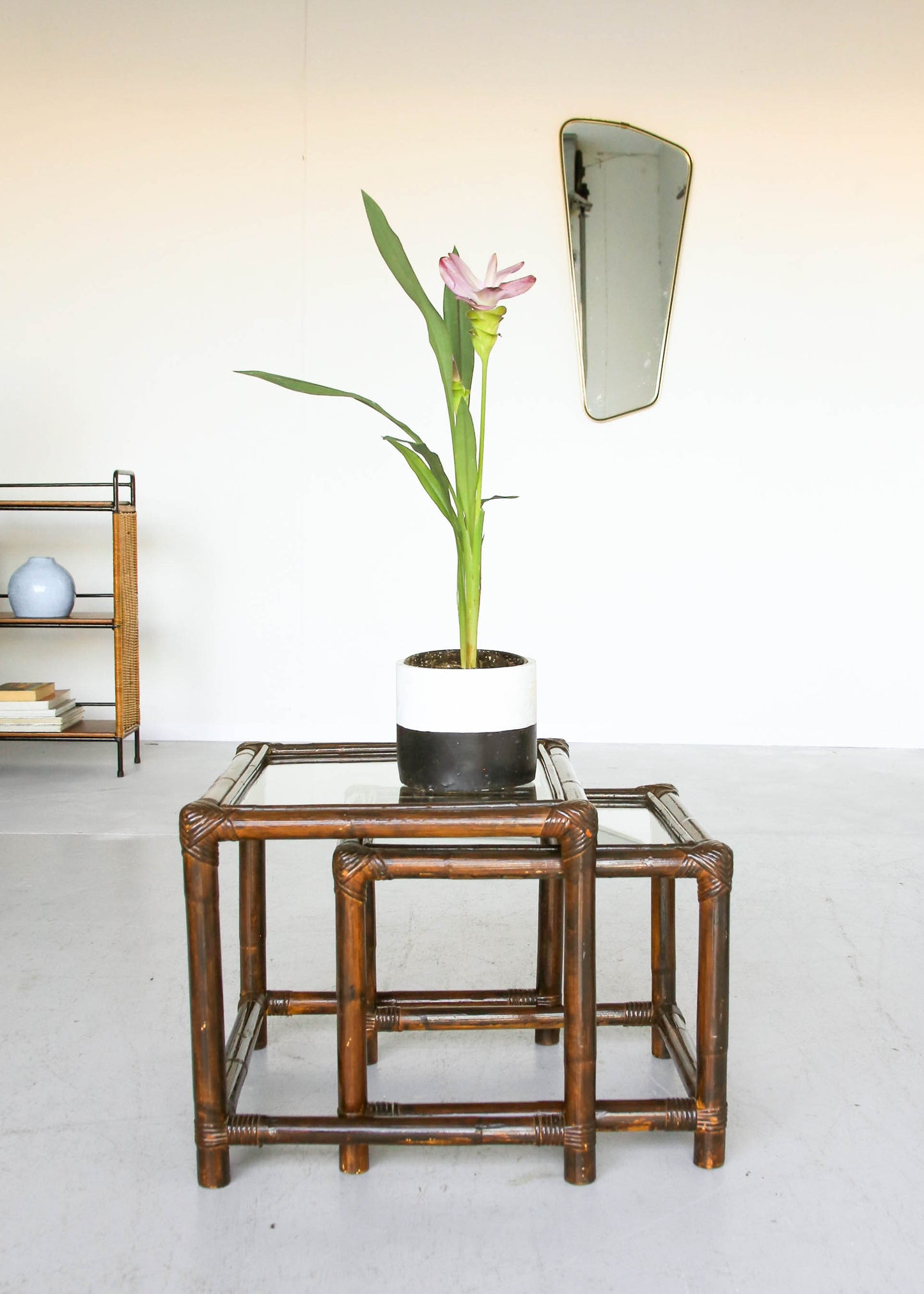 Nest of Two Cane Side Tables