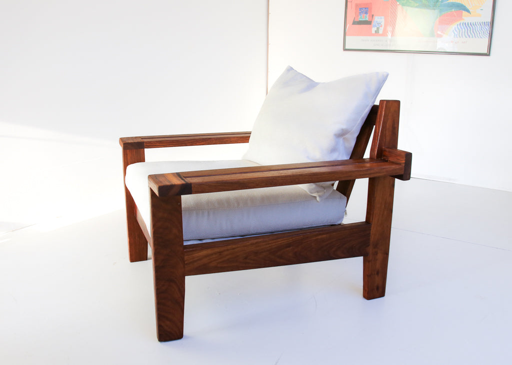 Vintage Kiaat Armchair by John Tabraham for Kallenbach's - Off-White