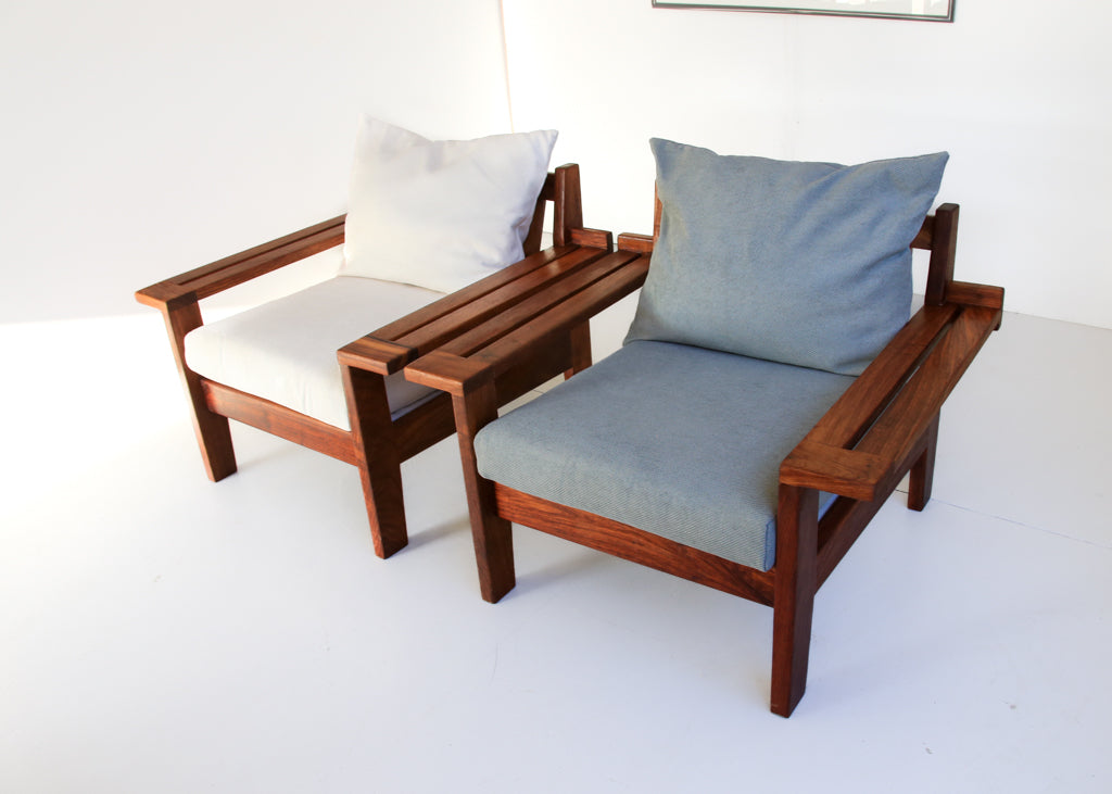 Vintage Kiaat Armchair by John Tabraham for Kallenbach's - Duck Egg Blue