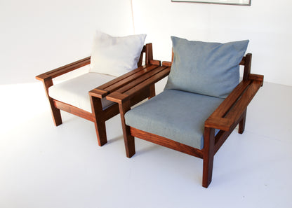 Vintage Kiaat Armchair by John Tabraham for Kallenbach's - Duck Egg Blue
