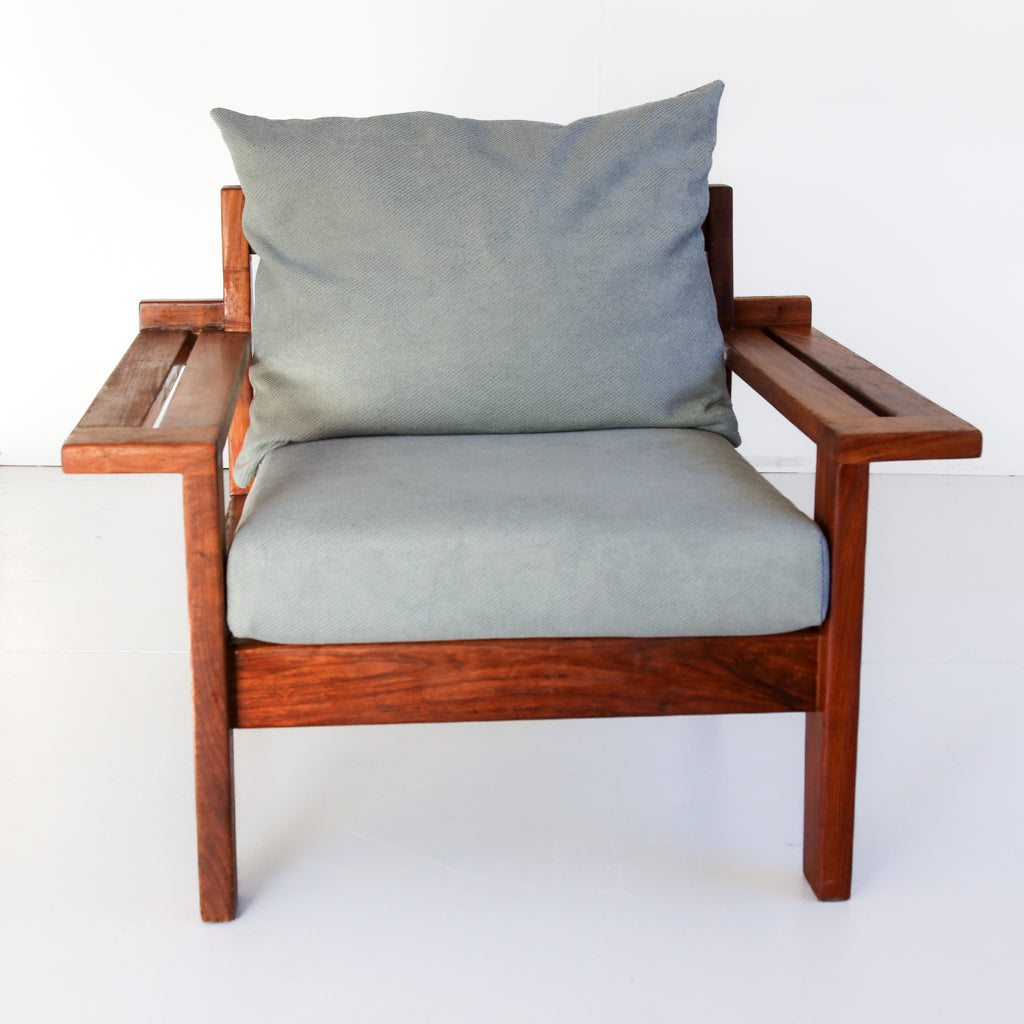 Vintage Kiaat Armchair by John Tabraham for Kallenbach's - Duck Egg Blue