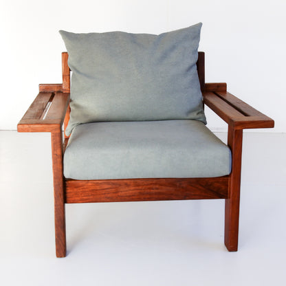Vintage Kiaat Armchair by John Tabraham for Kallenbach's - Duck Egg Blue