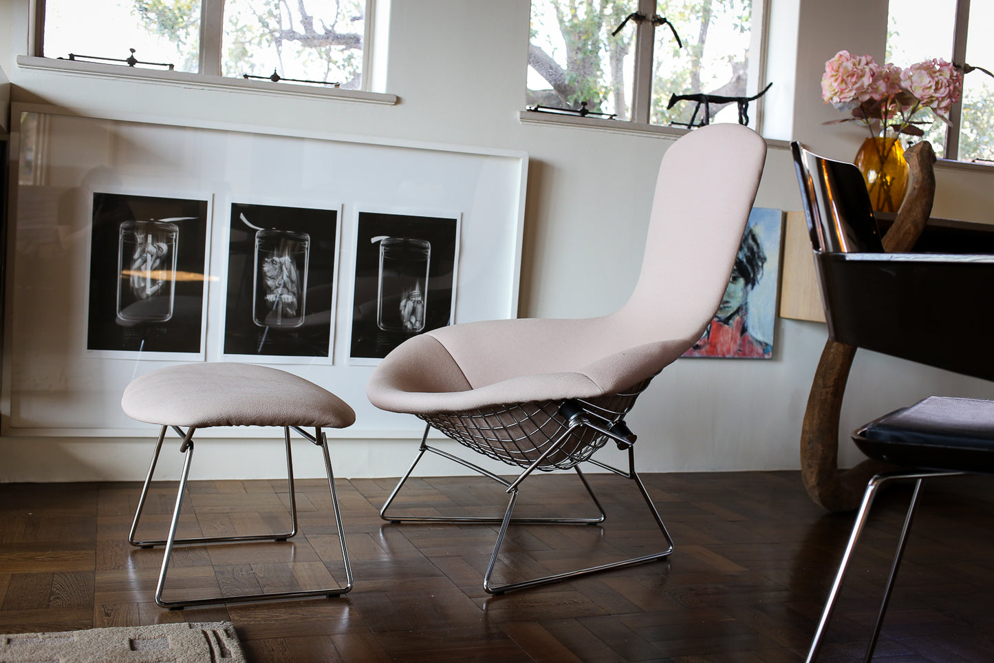 Original Harry Bertoia Bird Chair with Ottoman