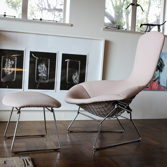 Original Harry Bertoia Bird Chair with Ottoman