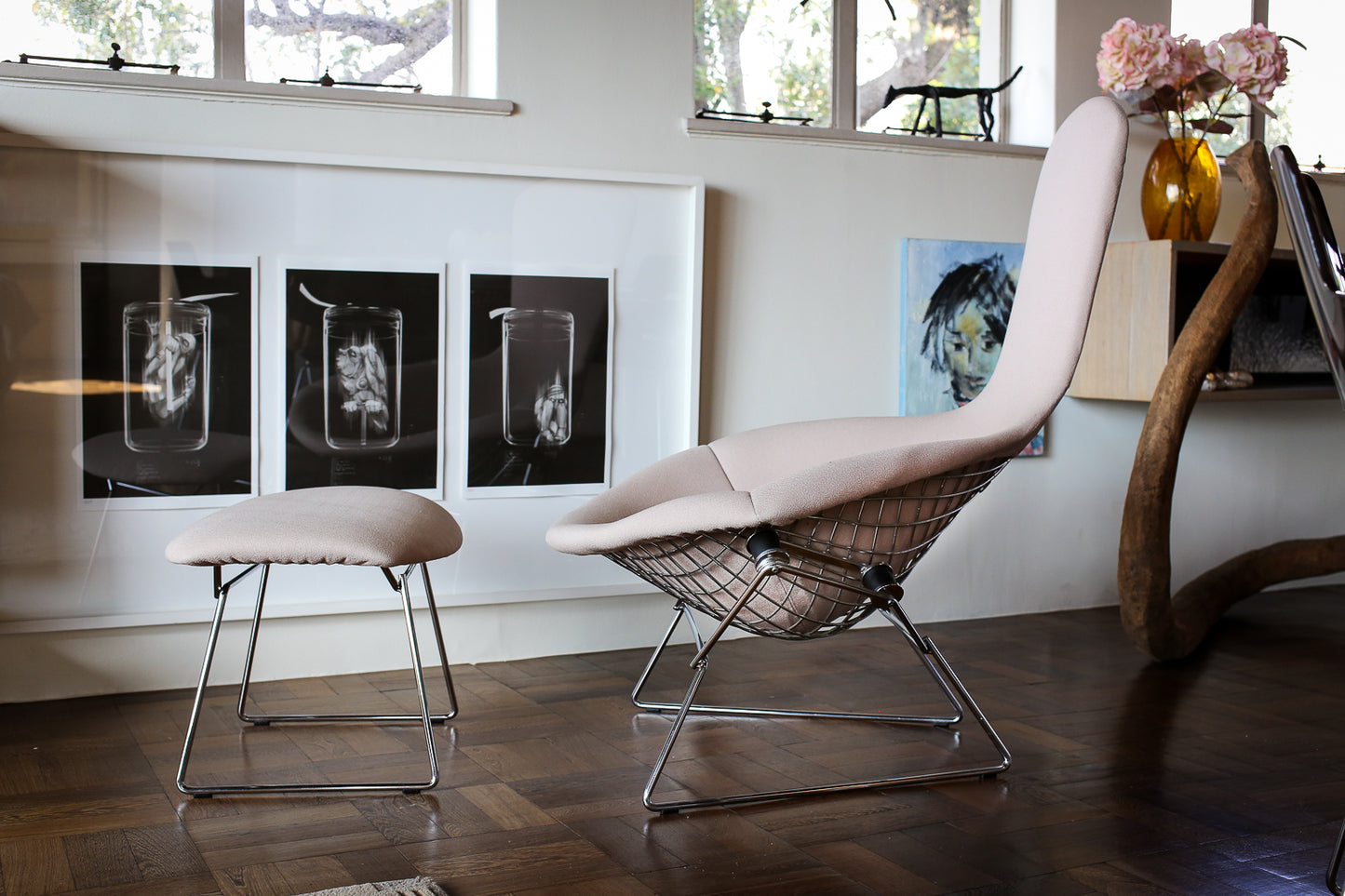 Original Harry Bertoia Bird Chair with Ottoman