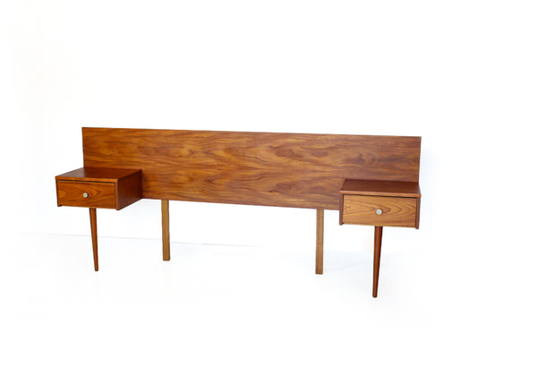 Mid-century Headboard with Pedestals