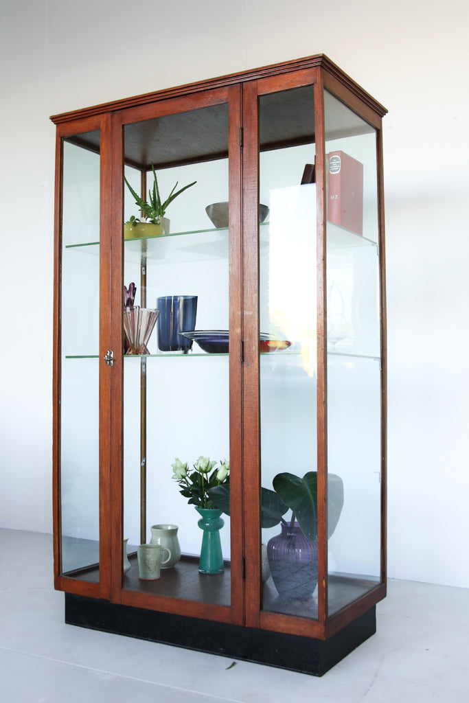 Oak and Glass Shop Display Cabinet