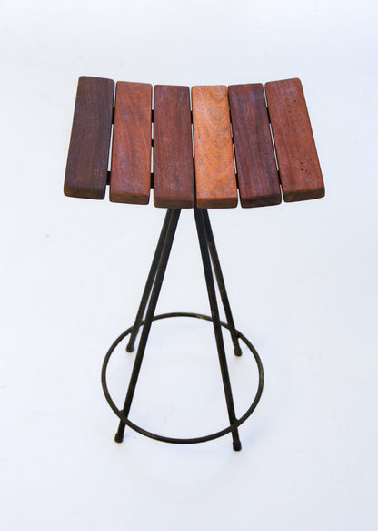 Three Wood and Steel Bar Stools