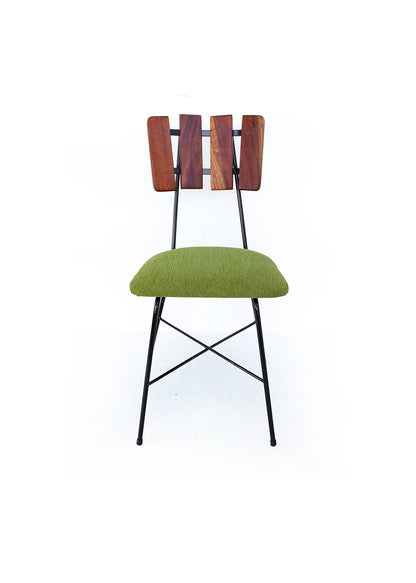 Three Steel and Slat-back Dining Chairs
