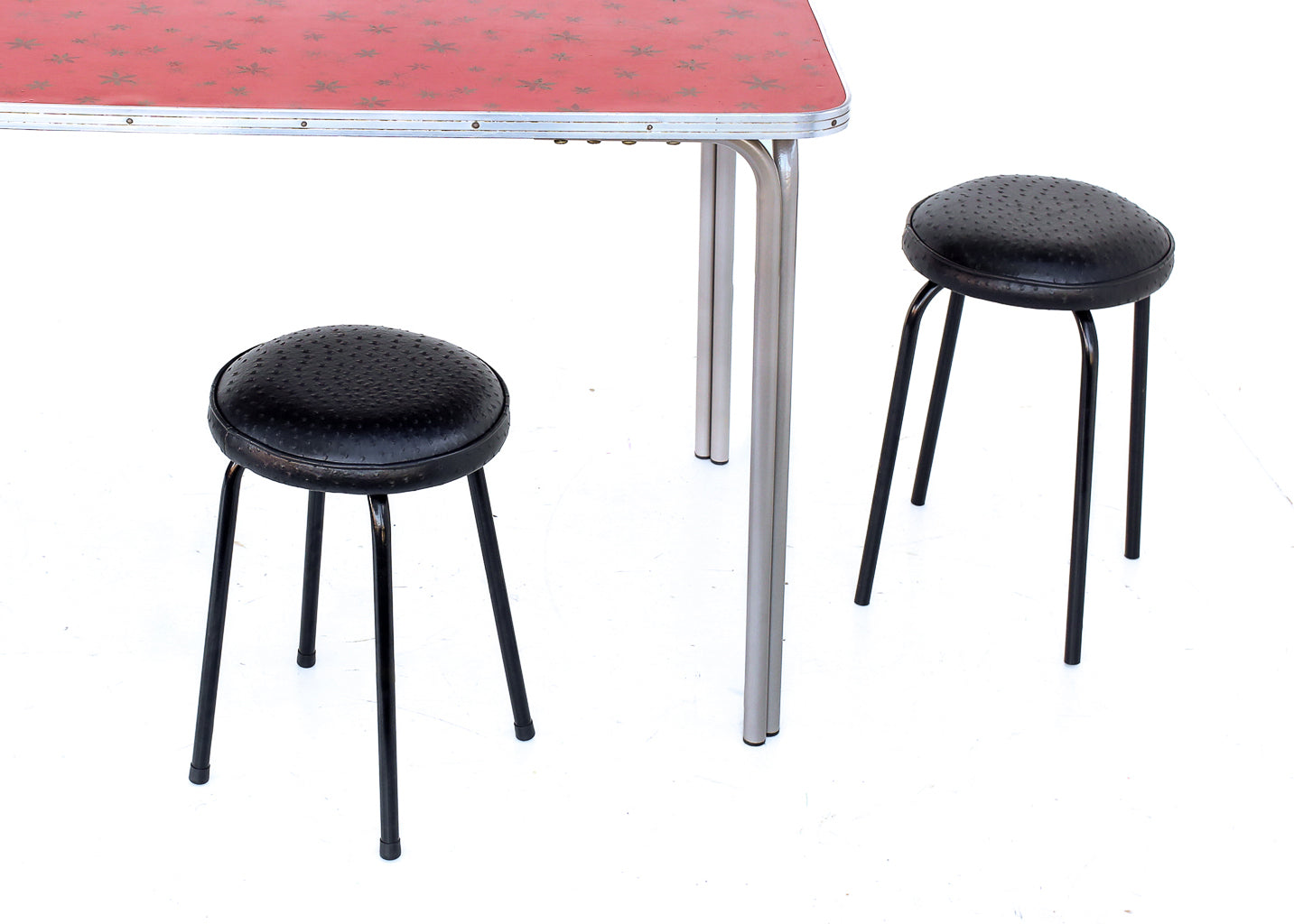 Two Vintage Black Kitchen Stools