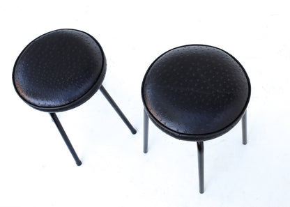 Two Vintage Black Kitchen Stools