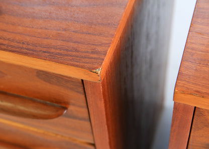 Mid-Century Queen Headboard with Two Drawer Pedestals