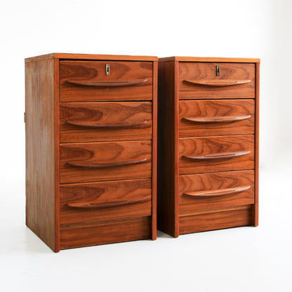 Mid-Century Queen Headboard with Two Drawer Pedestals
