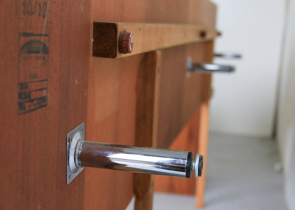 Mid-Century Queen Headboard with Two Drawer Pedestals