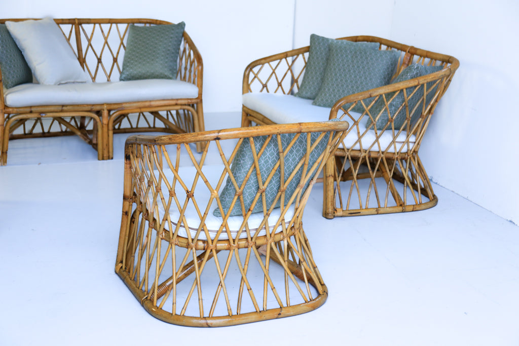 Vintage Four Piece Cane Patio Set - priced per item