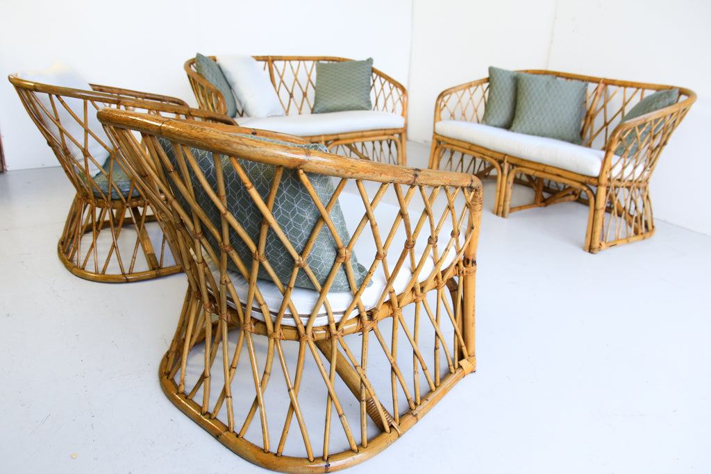 Vintage Four Piece Cane Patio Set - priced per item