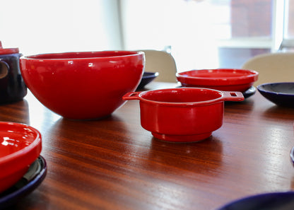 Vintage Red and Blue "Pottery Huizen" Crockery