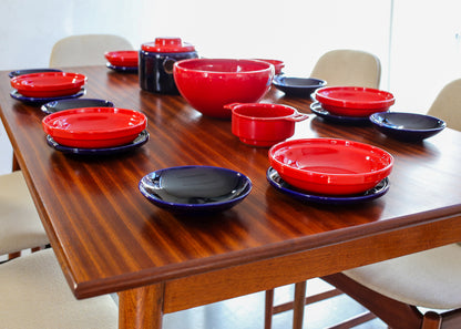 Vintage Red and Blue "Pottery Huizen" Crockery