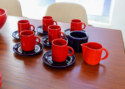 Vintage Red and Blue "Pottery Huizen" Crockery