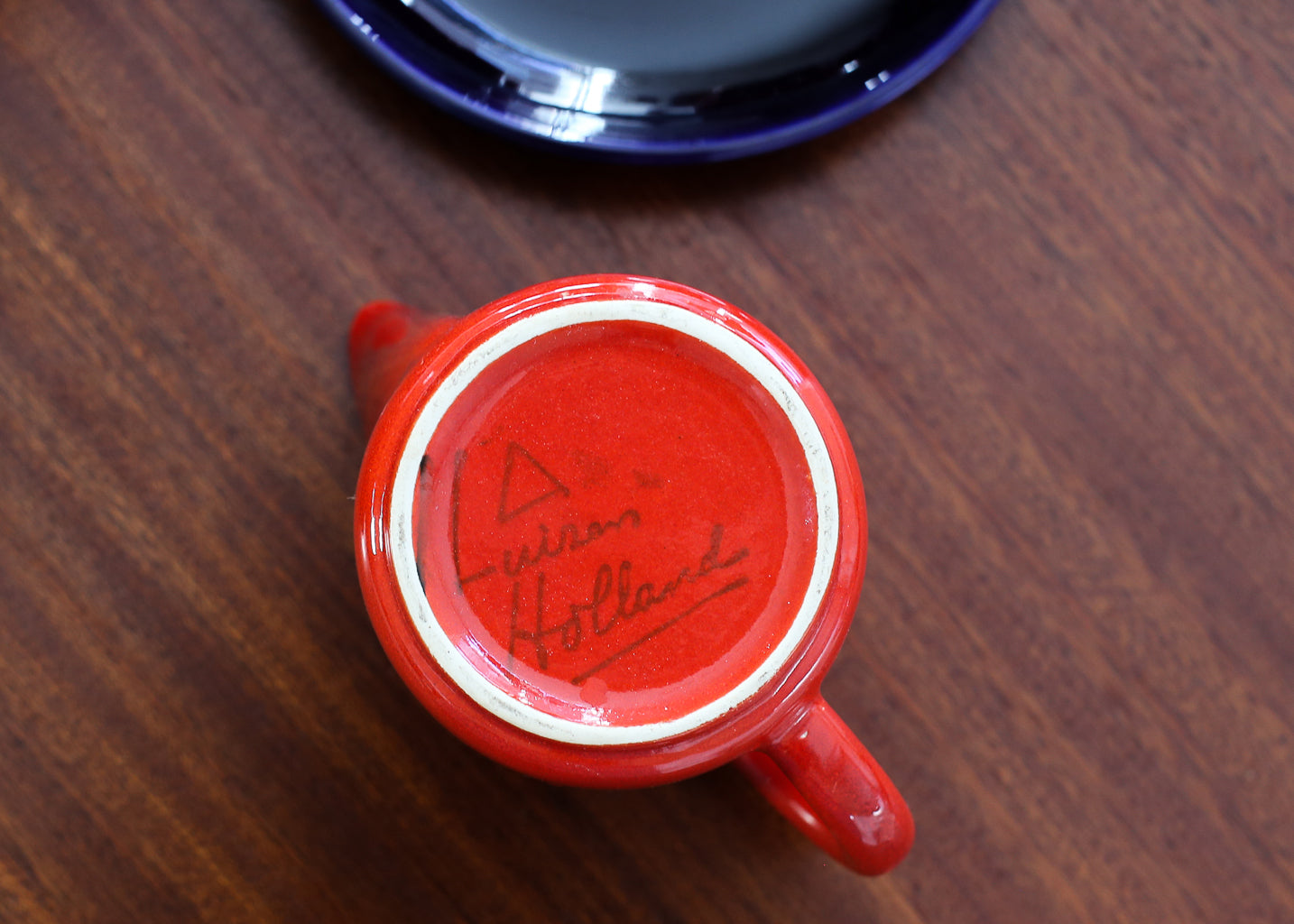 Vintage Red and Blue "Pottery Huizen" Crockery