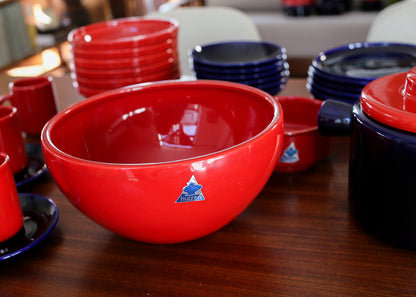 Vintage Red and Blue "Pottery Huizen" Crockery