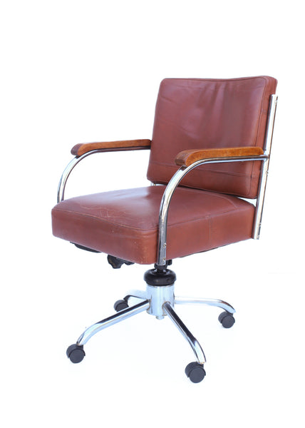 Vintage Chrome and Leather Office Chair