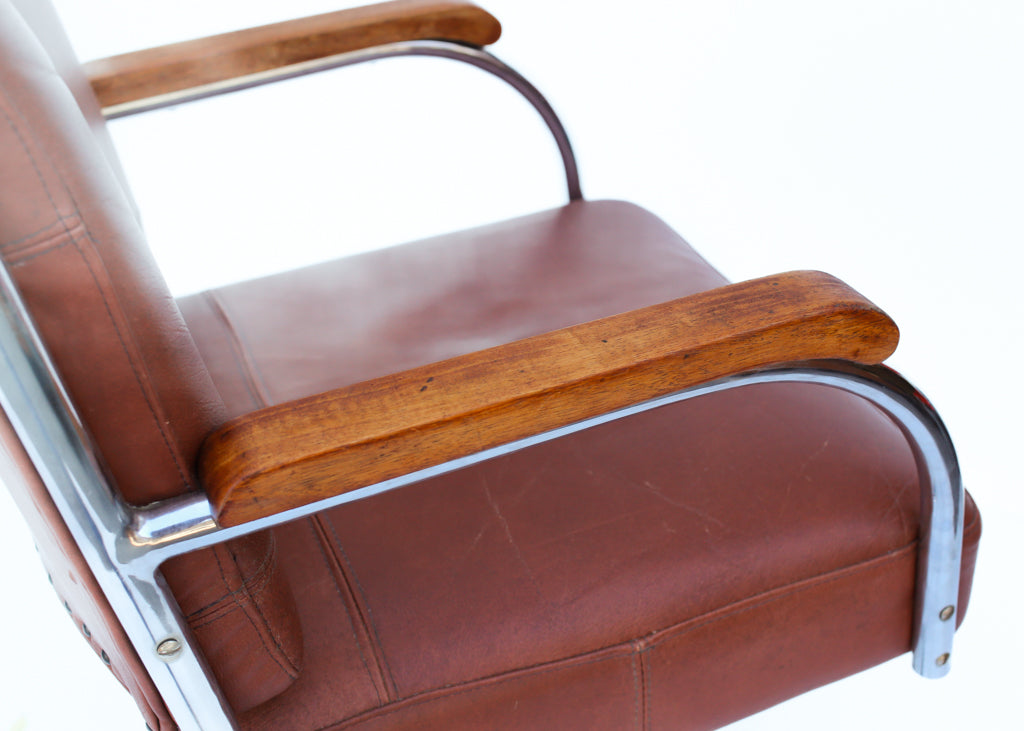 Vintage Chrome and Leather Office Chair