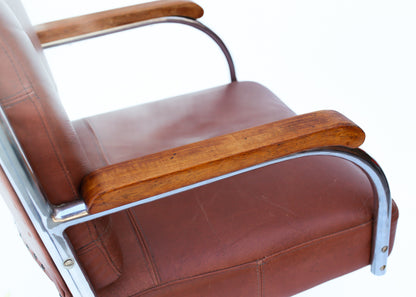 Vintage Chrome and Leather Office Chair